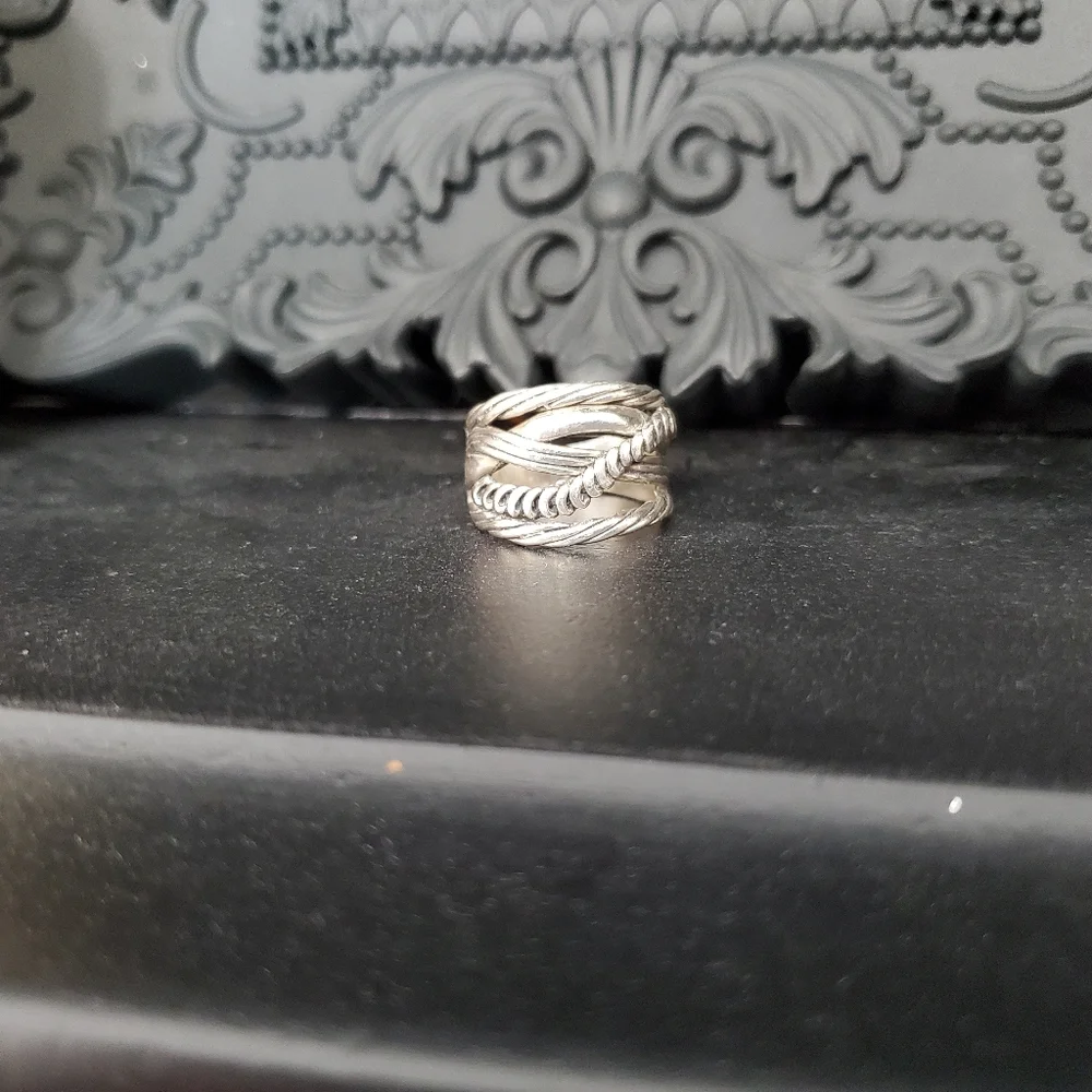 PZ 925 Sterling Texturized Rope Weave Band Ring 6.75 - Picture 10 of 16